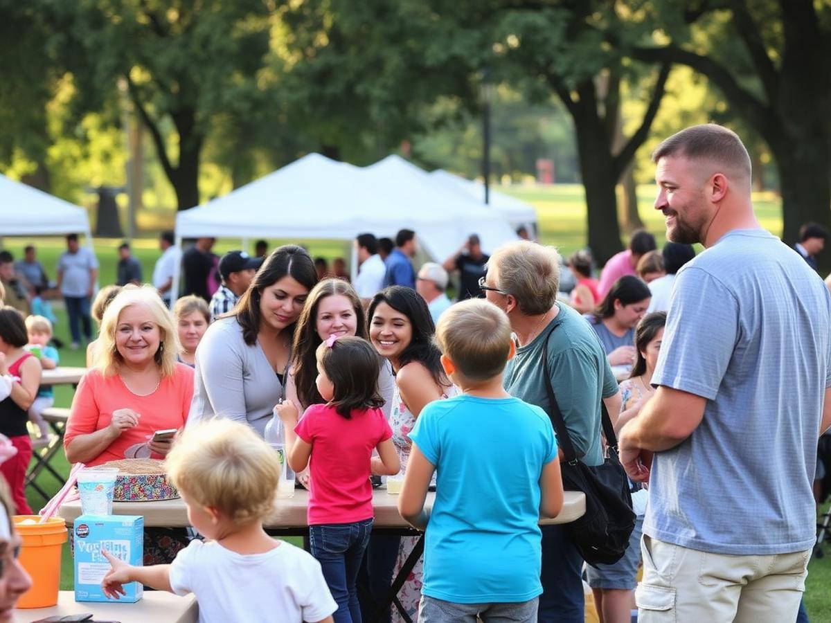 Families gathered at an outdoor community event